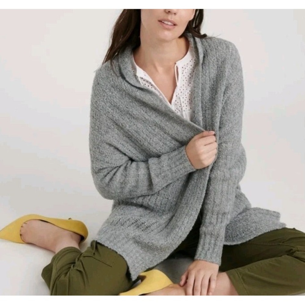 Lucky Brand Cocoon Cardigan Womens Small Wool Blend Open Front Oversize Slouchy